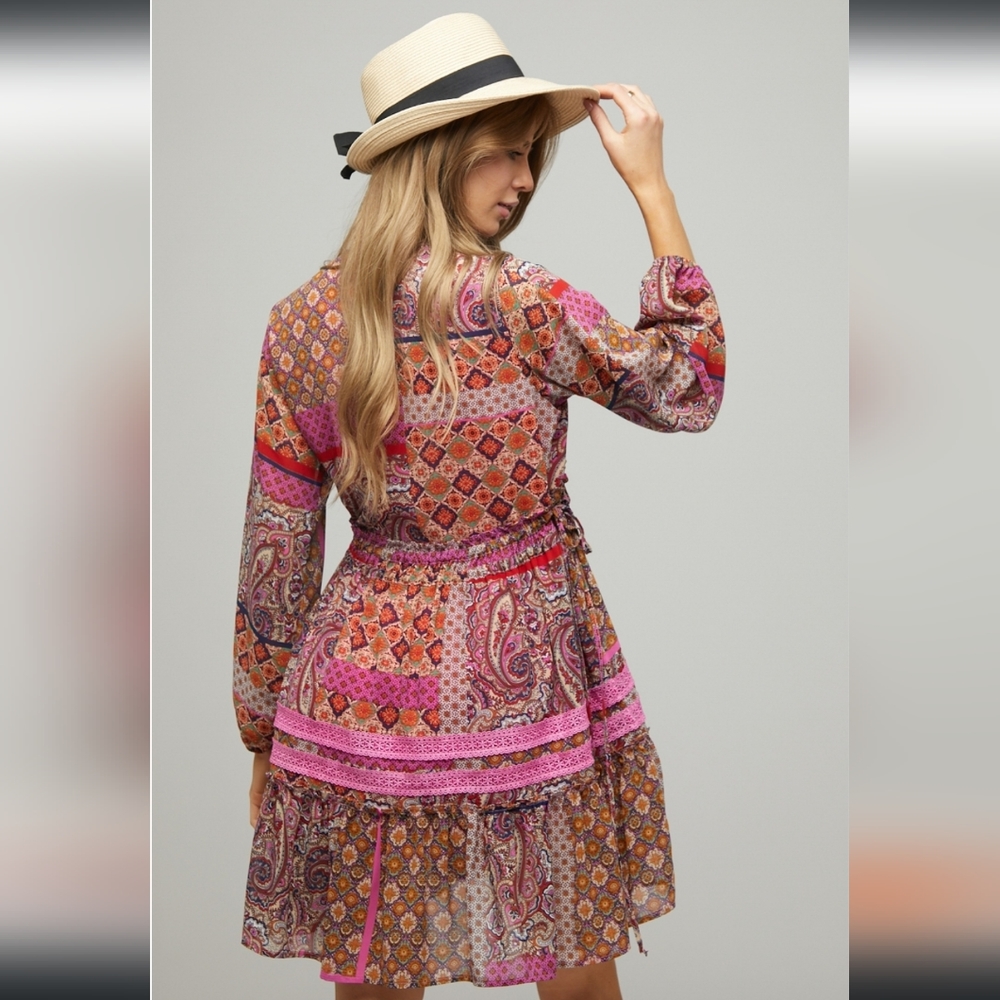 Davi and Dani Patchwork Printed Boho Dress - Picture 2 of 8